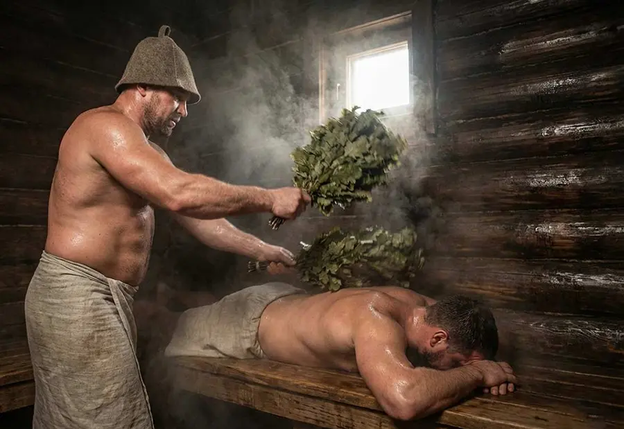 на фото Как баня способствует здоровью мужчины