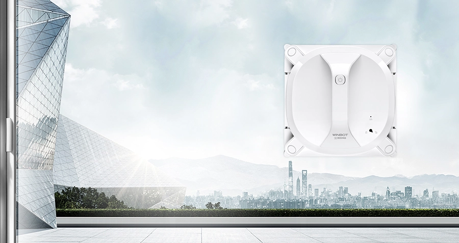 на фото Легкая чистка окон благодаря роботу-мойщику Ecovacs Winbot X